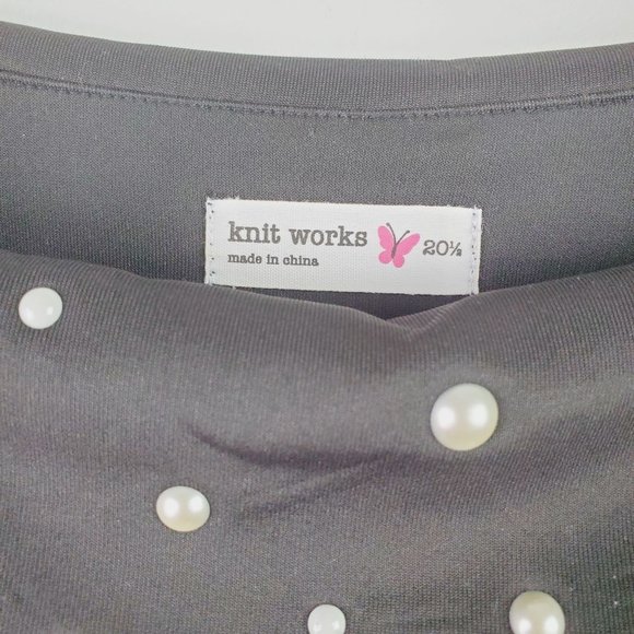 Knit Works Metallic & Pearl Floral Off the Shoulder Plus SZ Girls A-Line Dress - Picture 6 of 11